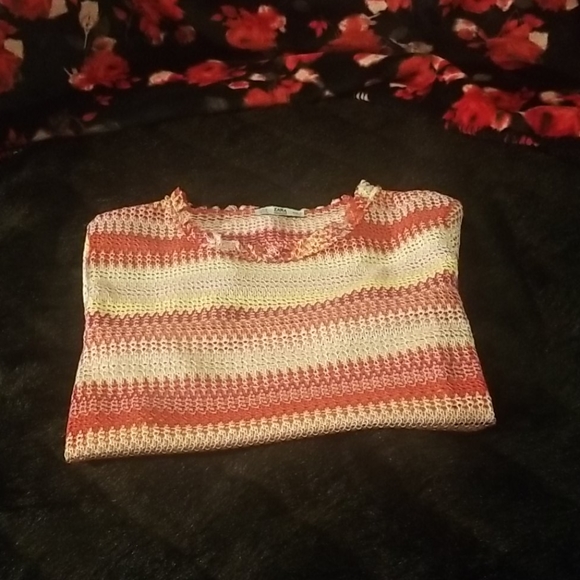 3/$15🚨WAS. $39  ZARA Colorful Loose Knit Ruffled Top Med - Picture 5 of 16